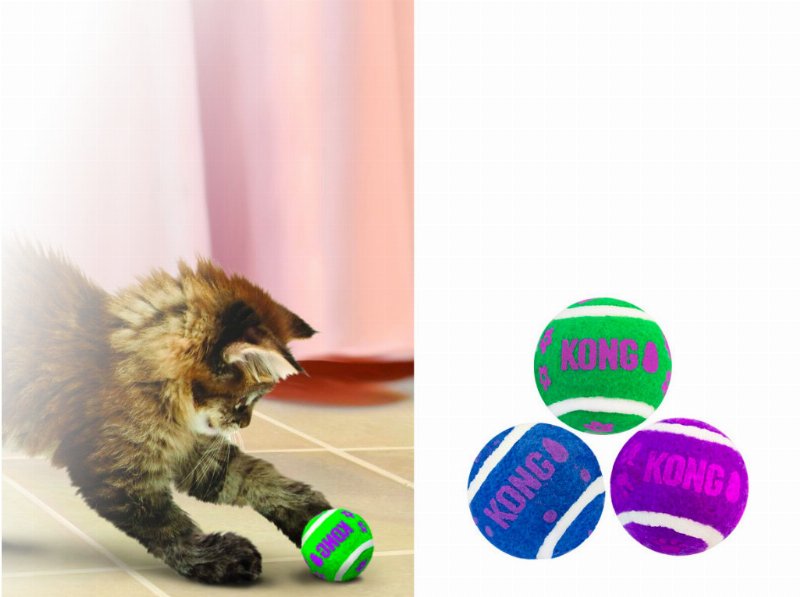 Brinquedo Para Gato Kong Bolas De Ténis 3 Unidades