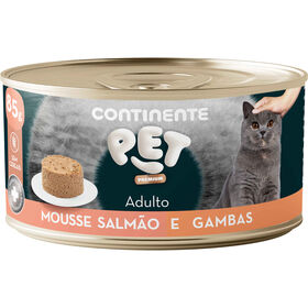 Comida Húmida Para Gato Adulto Mousse Salmão E Gambas Continente Pet Premium 85 g