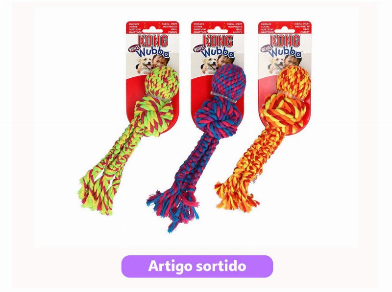 Brinquedo Para Cão Kong Wubba Weaves Corda Tamanho L Cores Sortidas