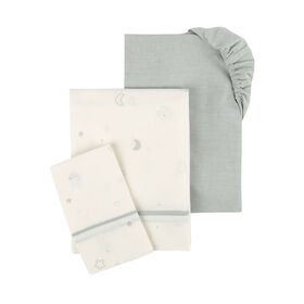 Conjunto 2 Lençóis Estrelas Cinza Happy Bear