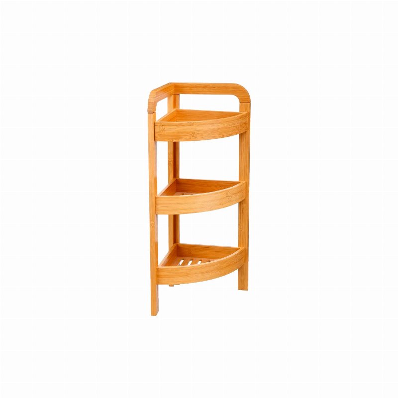 Estante Wc 3 Níveis De Canto Em Bambu