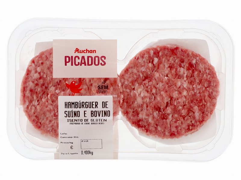 Hamburgueres De Bovino / Suino Isento De Glúten Auchan 4*100 gr