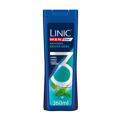 Champô Anticaspa Active Cool 3 Em 1 Linic Men 0.36L