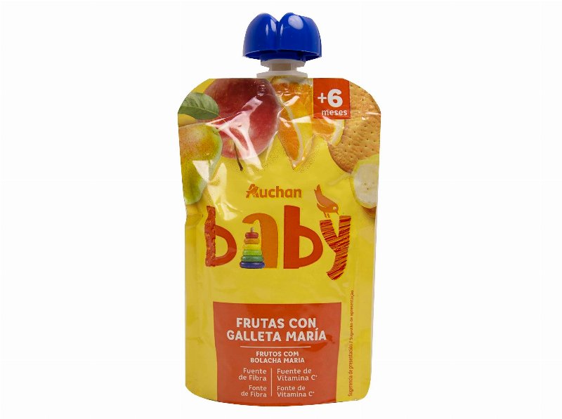 Saqueta Fruta Auchan Baby Bolacha Maria 120 g