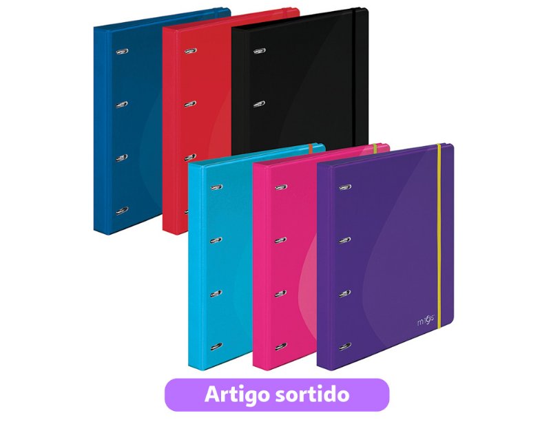Capa A4 Mitos Com 4 Argolas + Recarga + Separador Cores Sortidas