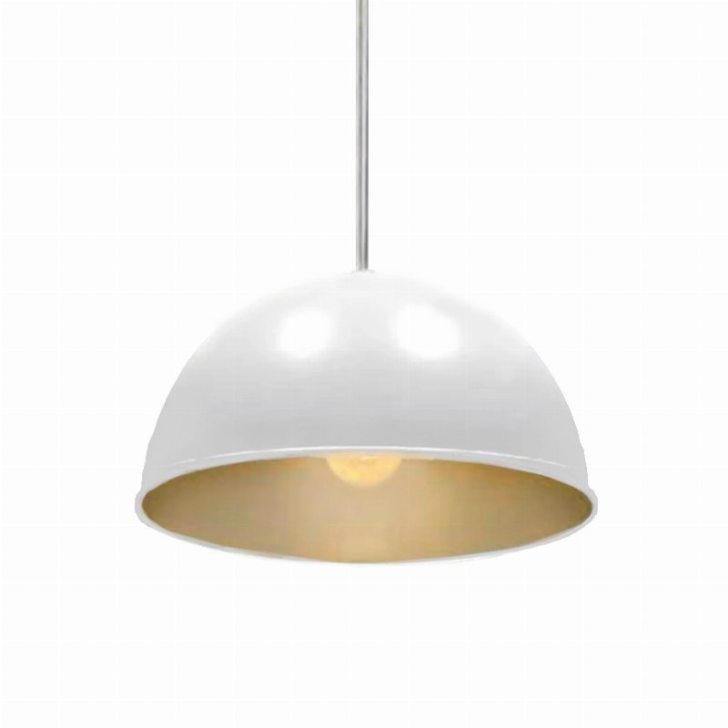 Candeeiro De Teto Branco Com Interior Dourado "Cinema" D40 Cm