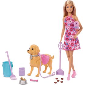 Barbie - Boneca Malibu Com Cãozinho Que Anda & Faz Xixi E Acessórios