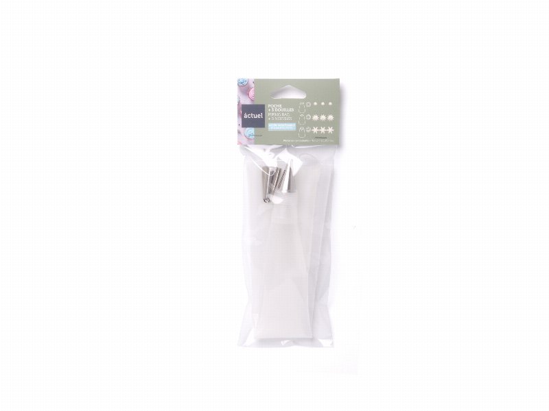 Saco Pasteleiro Silicone Actuel Com 3 Bicos Inox
