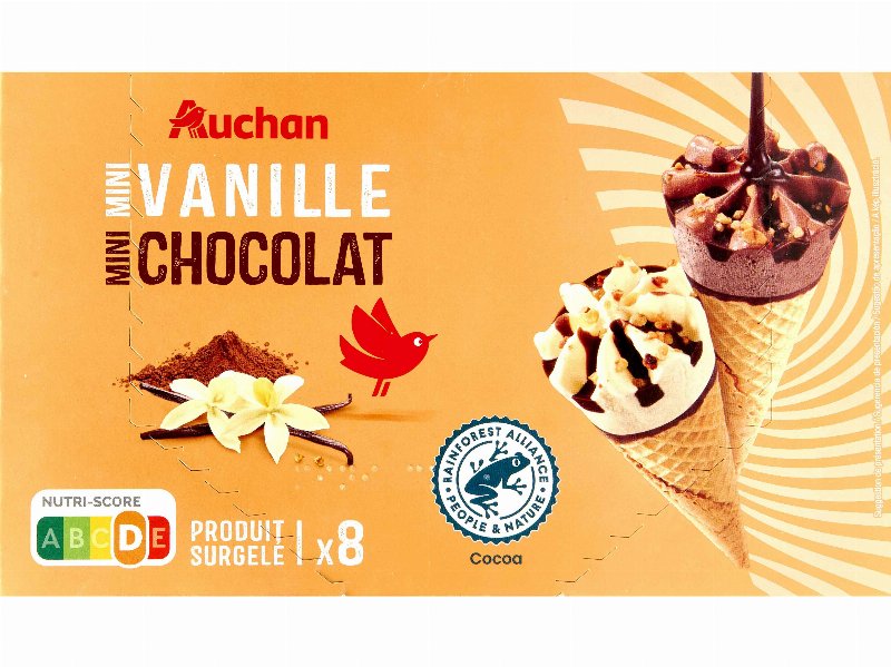 Gelado Cones Auchan Mini Baunilha Chocolate 8X70 ml