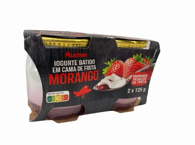 Iogurte Cremoso Auchan Com Pedaços Morango 2X125 g
