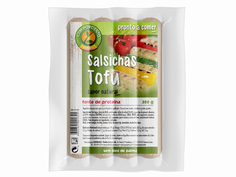 Salsichas Cem Porcento Vegetais Tofu 200 g