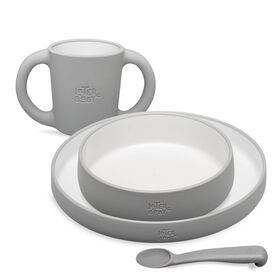 Conjunto Refeição Silicone Cinza Interbaby