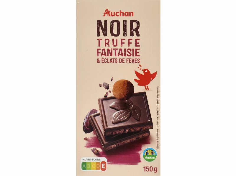 Chocolate Auchan Negro Recheio Trufa E Grãos Cacau Cultivamos O Bom 150 g