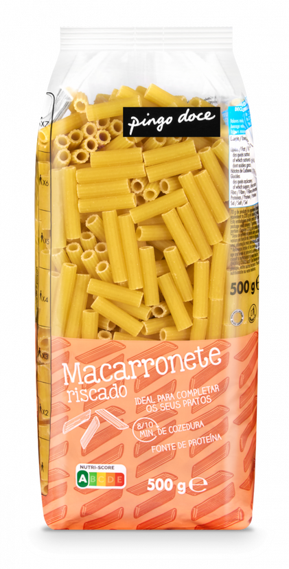 Massa Macarronete Riscado Pingo Doce 0.5Kg