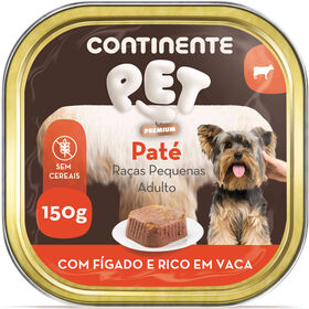 Comida Húmida Para Cão Adulto Raças Pequenas Fígado E Vaca Continente Pet Premium 150 g