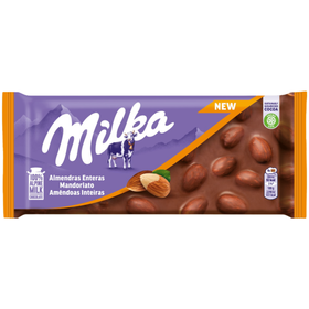 Tablete De Chocolate De Leite Com Amêndoas Inteiras Milka 100 gr