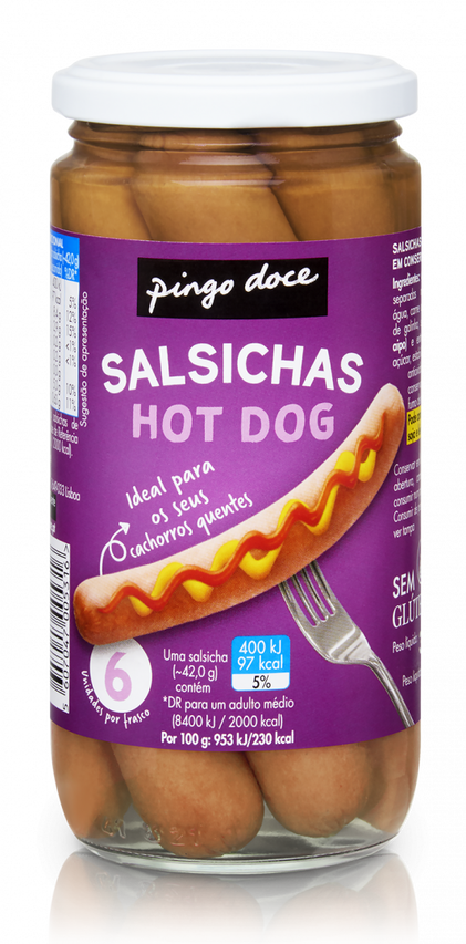 Salsichas Hot Dog Em Frasco Pingo Doce 0.25Kg
