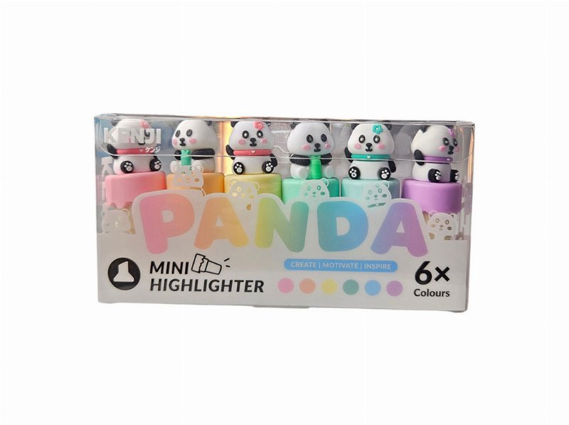 Conjunto 6 Sublinhadores Mini Panda