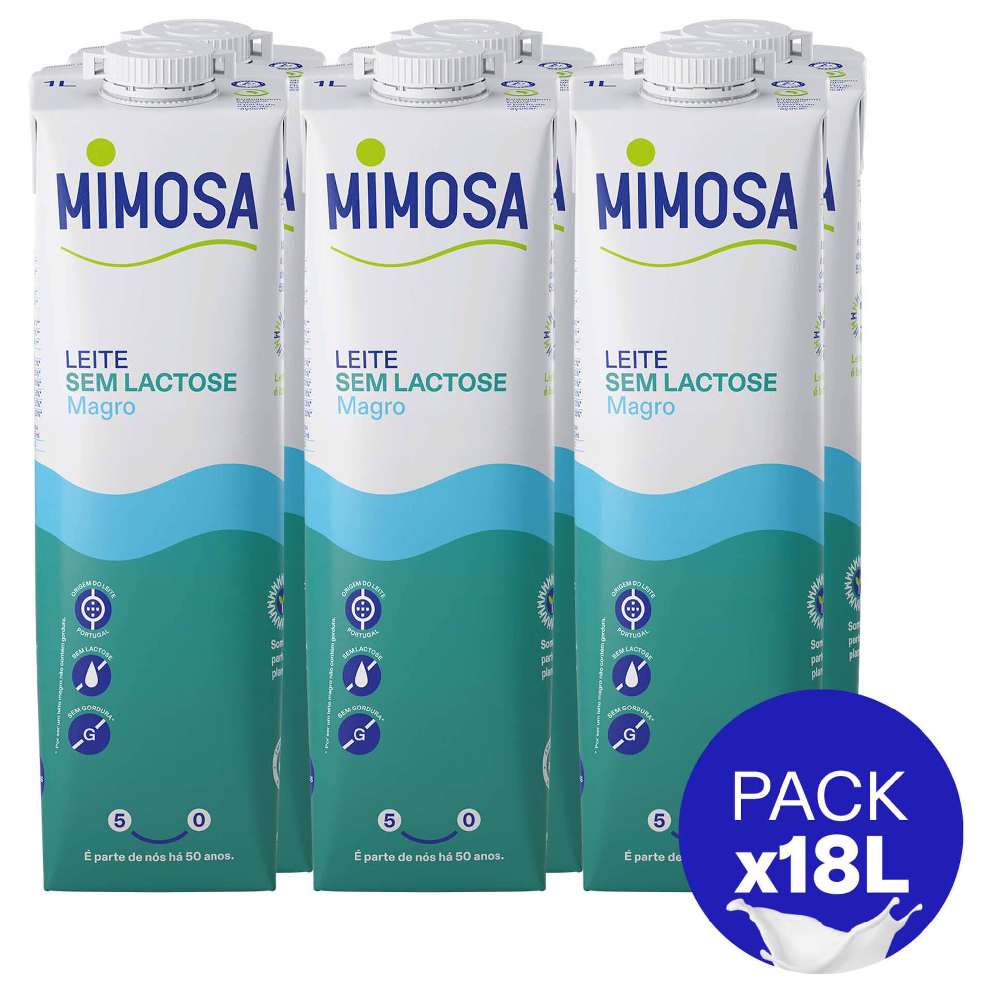 Leite UHT Magro sem Lactose Mimosa 18x1l